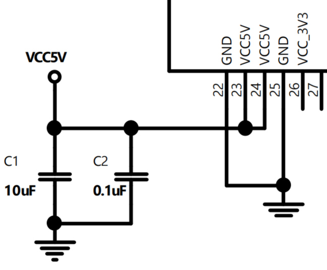 5 V input decoupling capacitors