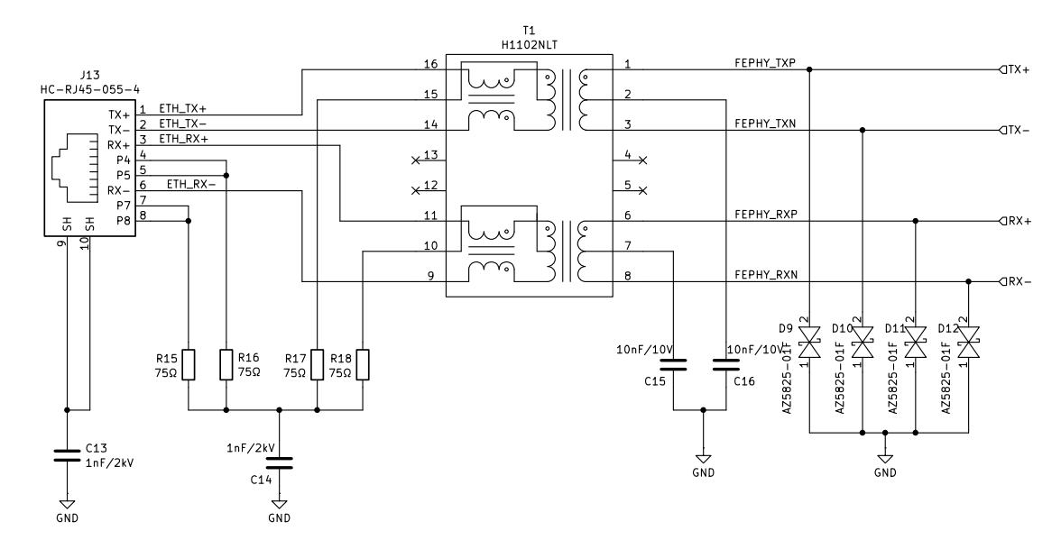 Ethernet reference schematic (integrated magnetics)