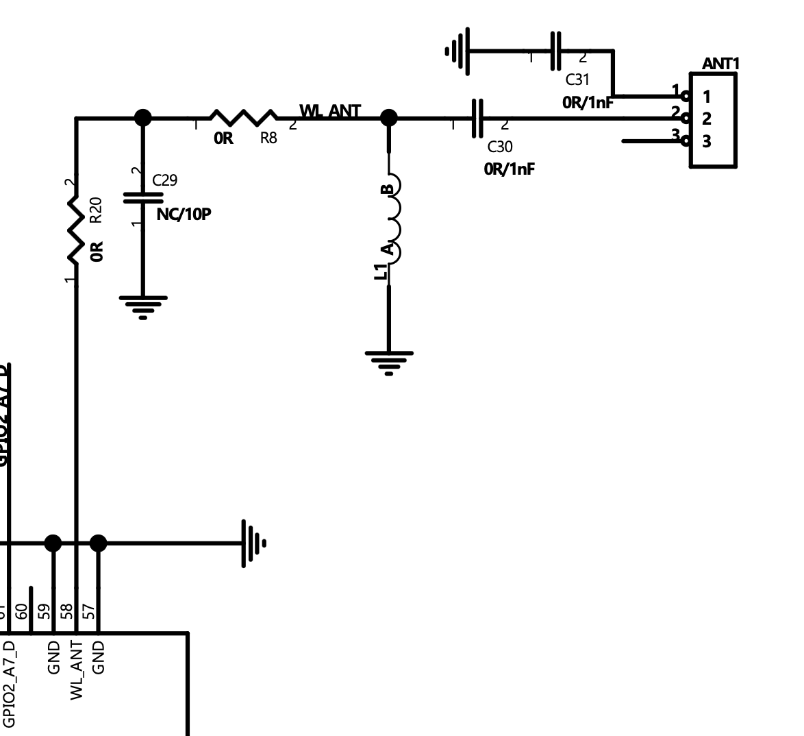 OA-W03 antenna matching network reference schematic