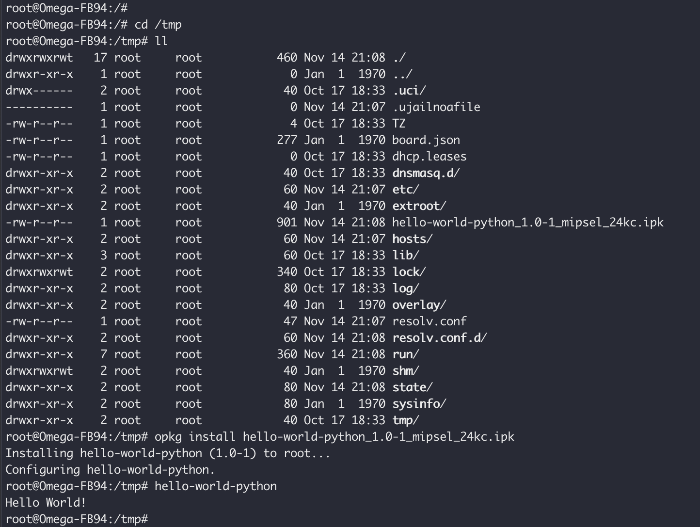 python package output